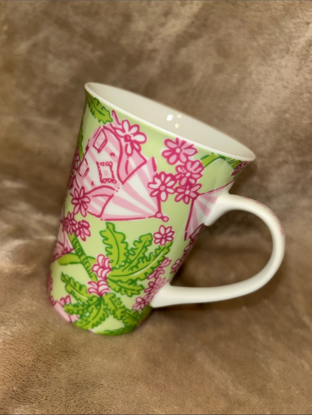 Lilly Pulitzer Vibrant Pursuit of Happiness Tropical Floral Ceramic Coffee Mug